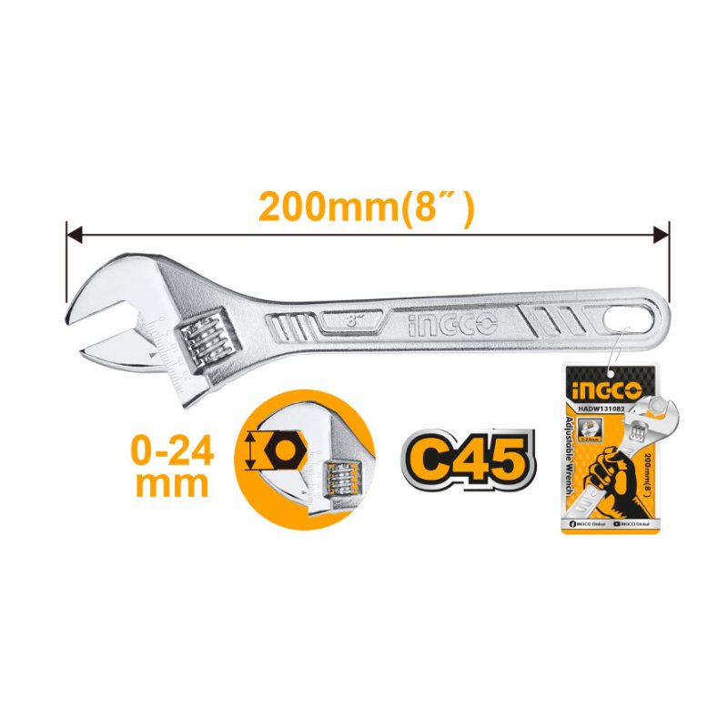 Llave ajustable (francesa) 200 mm / 8" INGCO HADW131082