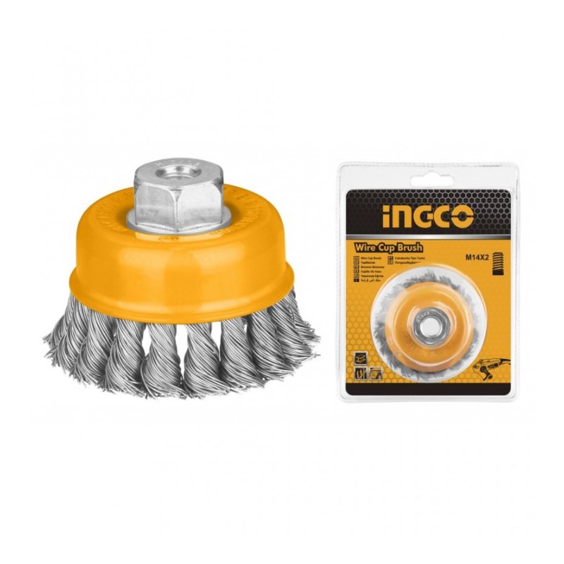 Grata copa metal trenzado M14 75 mm INGCO WB20751